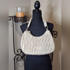Bagsmart Elegant Cream Quilted Shoulder Bag
